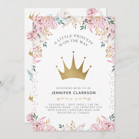 Invitation Une petite princesse (Devant / Derrière)