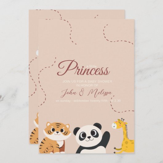 Invitation Une petite princesse arrive (Devant / Derrière)