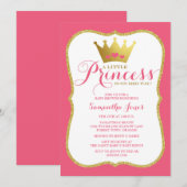 Invitation Une petite princesse Baby shower rose et or (Devant / Derrière)