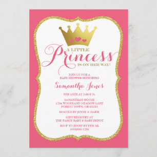 Invitation Une petite princesse Baby shower rose et or