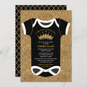 Invitation Une petite princesse Black et baby shower royal