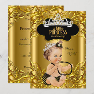 Invitation Une petite princesse est en route Baby Shower Brun
