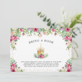 Invitation Une petite princesse Floral apporte un livre (Debout devant)