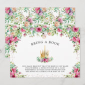 Invitation Une petite princesse Floral apporte un livre (Devant / Derrière)