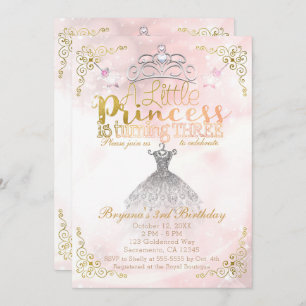 Invitation Une petite princesse tournant la 3ème fête