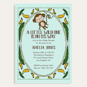 Invitation Une petite sauvageonne Fête de naissance singe mig