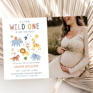 Invitation Une petite sauvageonne Safari Animaux Baby Shower