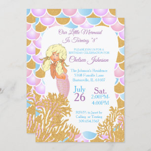 Invitation Une petite sirène fête son anniversaire