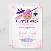 Invitation Une petite sorcière est en route pour Halloween Ba (Devant)