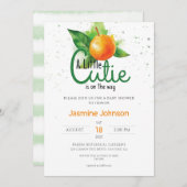 Invitation Une Petite Tangérine D'Aquarelle Verte En Couleur  (Devant / Derrière)