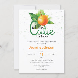 Invitation Une Petite Tangérine D'Aquarelle Verte En Couleur