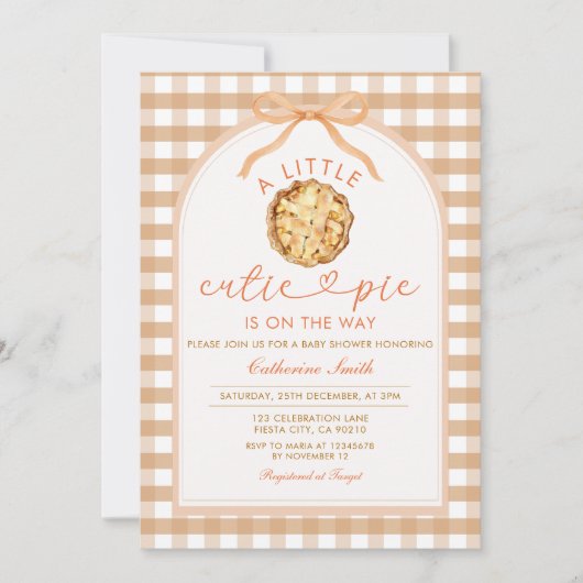 Invitation Une petite tarte à la croûte est en route Baby sho (Devant)