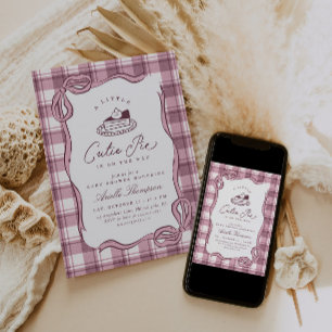 Invitation Une petite tarte mignonne Baby Shower à carreaux d