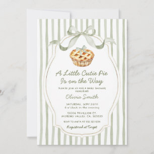 Invitation Une petite tarte mignonne Baby Shower vert sauge