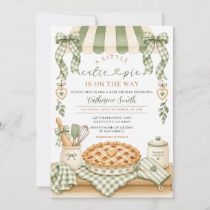 Invitation Une petite tarte mignonne Fête bébé vert sauge
