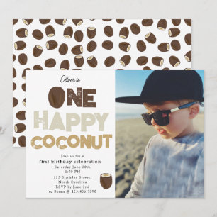 Invitation Une photo de 1er anniversaire d'été de Coconut heu