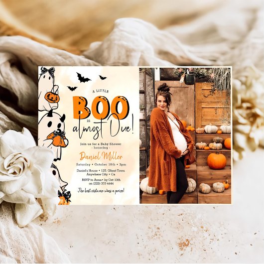 Invitation Une photo de Baby Shower Halloween Un Petit Boo