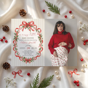 Invitation Une photo de Baby Shower pour un joyeux petit Noël