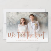 Invitation Une photo écrite à la main, juste mariée (Devant)