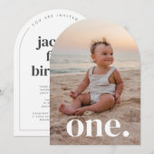 Invitation Une photo en arc Premier anniversaire (Devant / Derrière)