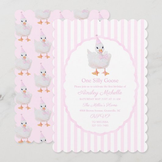 Invitation Une Préparée Une Oie Idiote Rose (Devant / Derrière)