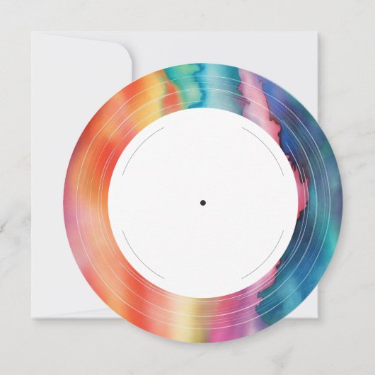 Invitation Une roche | Tie Dye Rock'n'roll Vinyl Record (Dos)