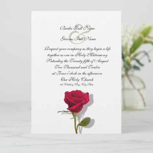 Invitation Une rose rouge (Debout devant)