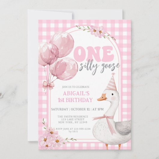 INVITATION UNE ROSE SILLY EN VICHY 1ER ANNIVERSAIRE (Devant)