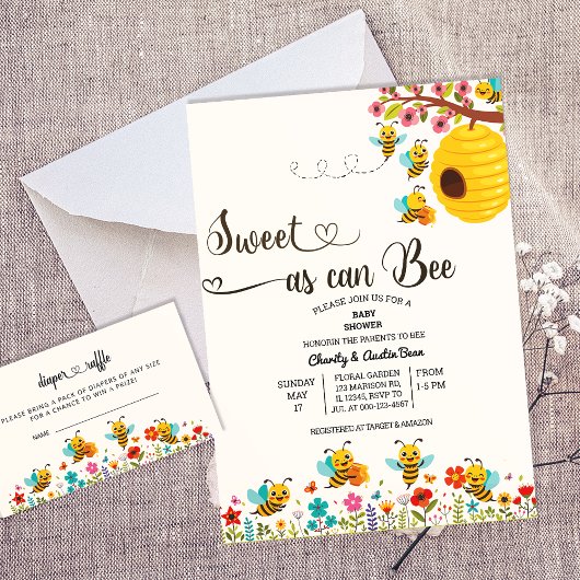 Invitation Une ruche du baby shower du bonheur
