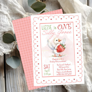 Invitation Une SIlly Goose Strawberry Girl 1er anniversaire f