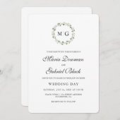 Invitation Une simple couronne botanique. Monogramme. Mariage (Devant / Derrière)