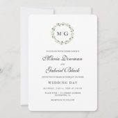 Invitation Une simple couronne botanique. Monogramme. Mariage (Devant)