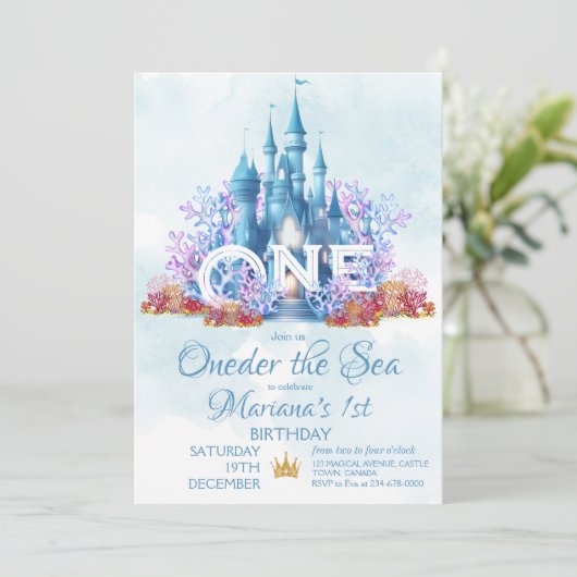 Invitation Une Sirène D'Anniversaire De La Mer (Debout devant)