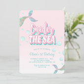 Invitation Une sirène de mer 1er anniversaire (Debout devant)