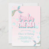 Invitation Une sirène de mer 1er anniversaire (Devant)