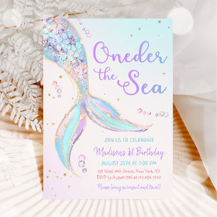 Invitation Une Sirène De Mer 1ère Fête Anniversaire