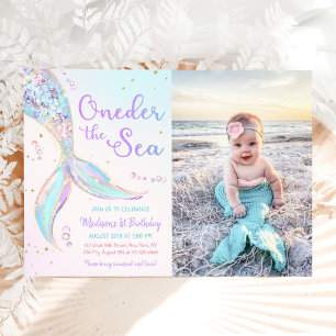Invitation Une sirène de mer 1ère fête d'anniversaire Photo