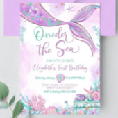 Invitation Une sirène de mer violet Turquoise premier anniver