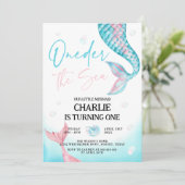 Invitation Une sirène d'eau de mer 1er anniversaire (Debout devant)