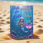 Invitation Une sirène plonge dans cinq sous la mer