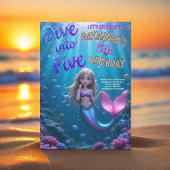 Invitation Une sirène plonge dans cinq sous la mer