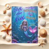 Invitation Une sirène plonge dans cinq sous la mer