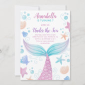 Invitation Une sirène sous l'aquarelle de la mer (Devant)