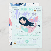 Invitation Une sirène sous l'invitation d'anniversaire en mer (Devant / Derrière)