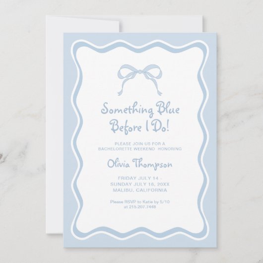 Invitation Une soirée Bachelorette Bleue (Devant)