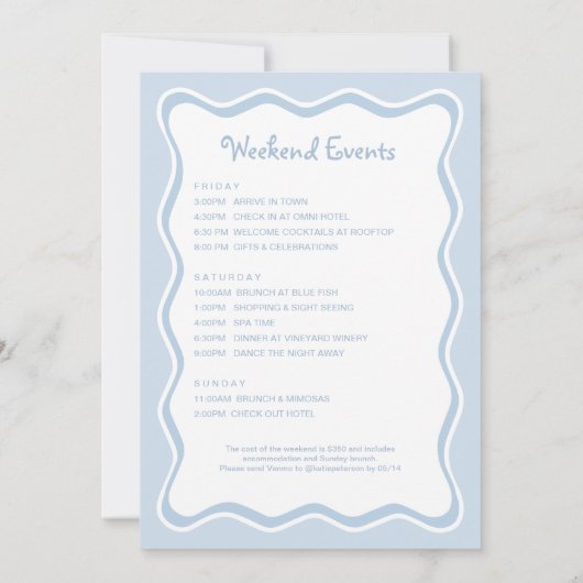 Invitation Une soirée Bachelorette Bleue (Dos)