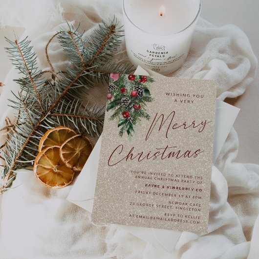 Invitation Une Soirée De Noël Très Joyeuse Or Moderne