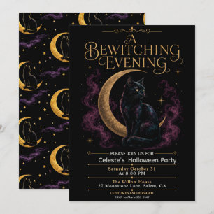 Invitation Une soirée Halloween ensorcelante Chat noir