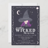 Invitation Une sorcière à la fête d'Halloween (Devant)