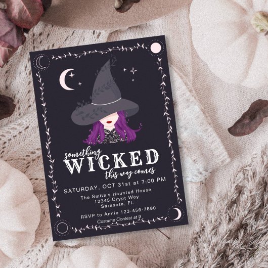 Invitation Une sorcière à la fête d'Halloween